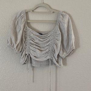SOLD NWOT Beige String Cinched Off the Shoulder